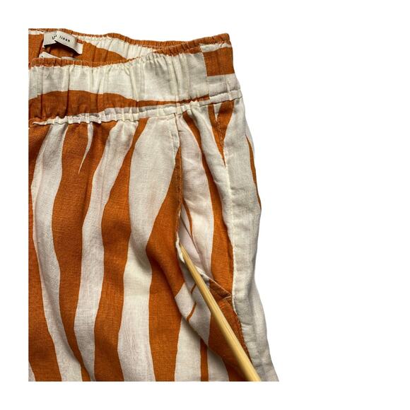 Rachel Zoe Zebra Stripe Linen Pant Set Orange White Top L Pants S India - Picture 12 of 16